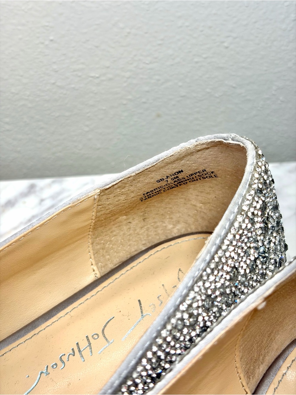 Betsey Johnson Silver Rhinestone Crystal Loafers Size 7.5 Sparkly Flats - Picture 8 of 12